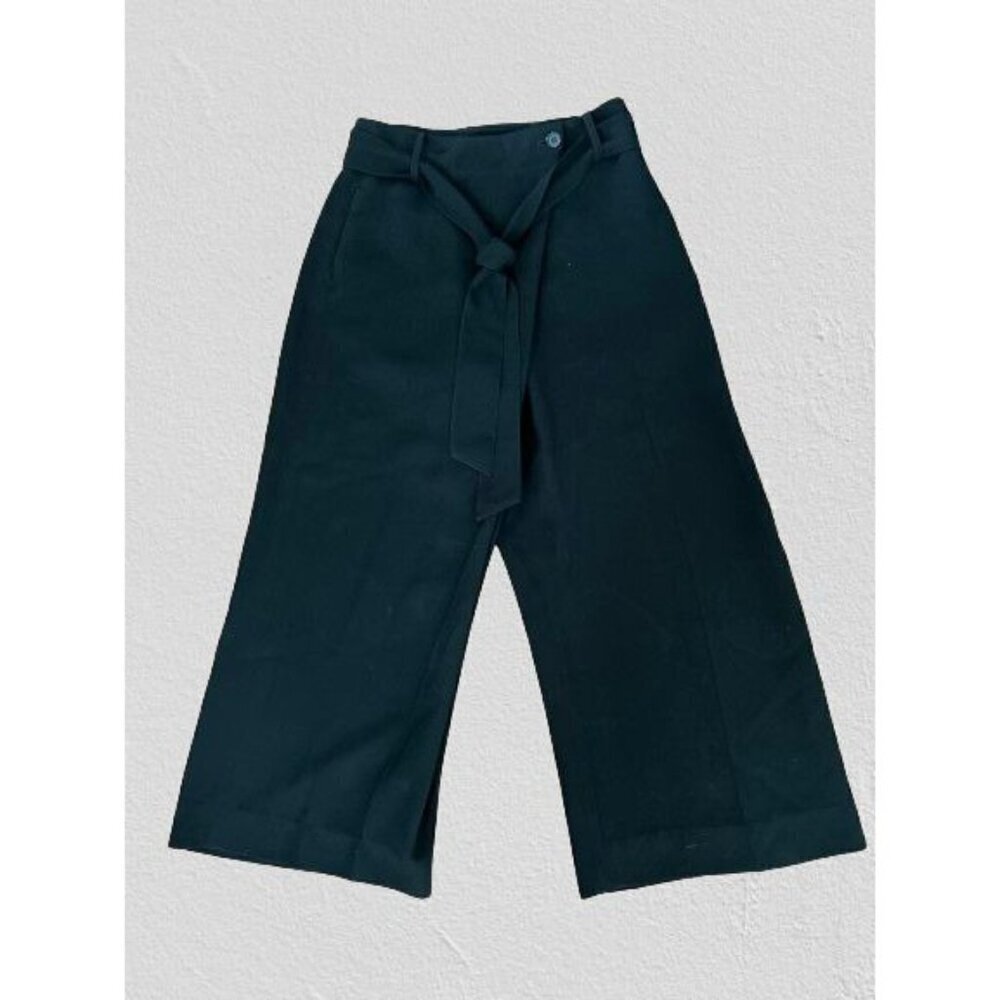 Lafayette 148 High Rise Wide-Leg Cropped Tie-Belt Pants Pockets Size 0